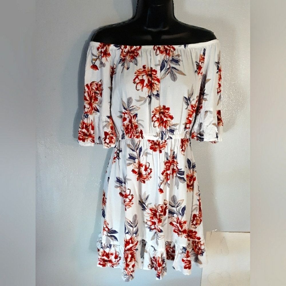 New Look white floral off shoulder dress